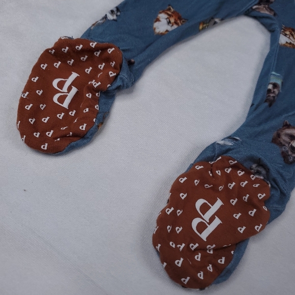 Posh Peanut Bamboo Wolf Bear Raccoon Double Zipper Footed Sleeper Footie Pajama - Picture 9 of 9